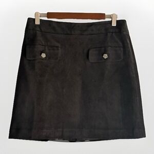 Loft Velvet Mini Skirt Rhinestone Buttons Front Pockets Y2K Retro Dressy Size 6